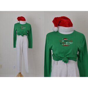 Vintage 90s Green Elf Christmas Shirt size L‎